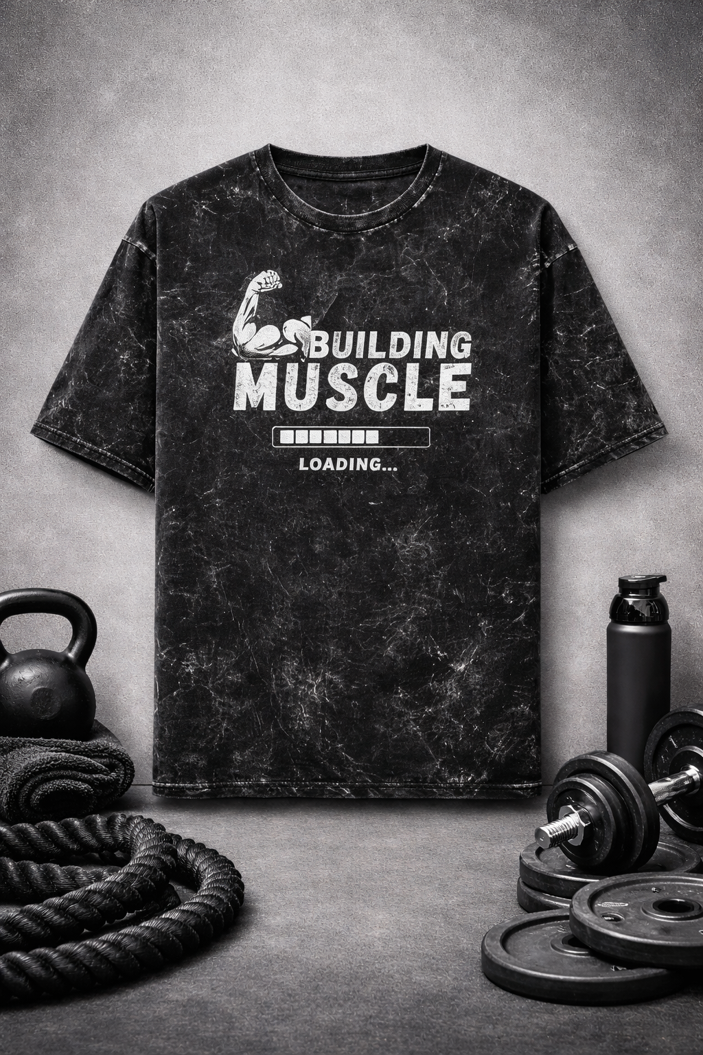 Building Muscle Loading… Gym T-Shirt | Acid Wash Fitness Tee | Workout Motivation Shirt