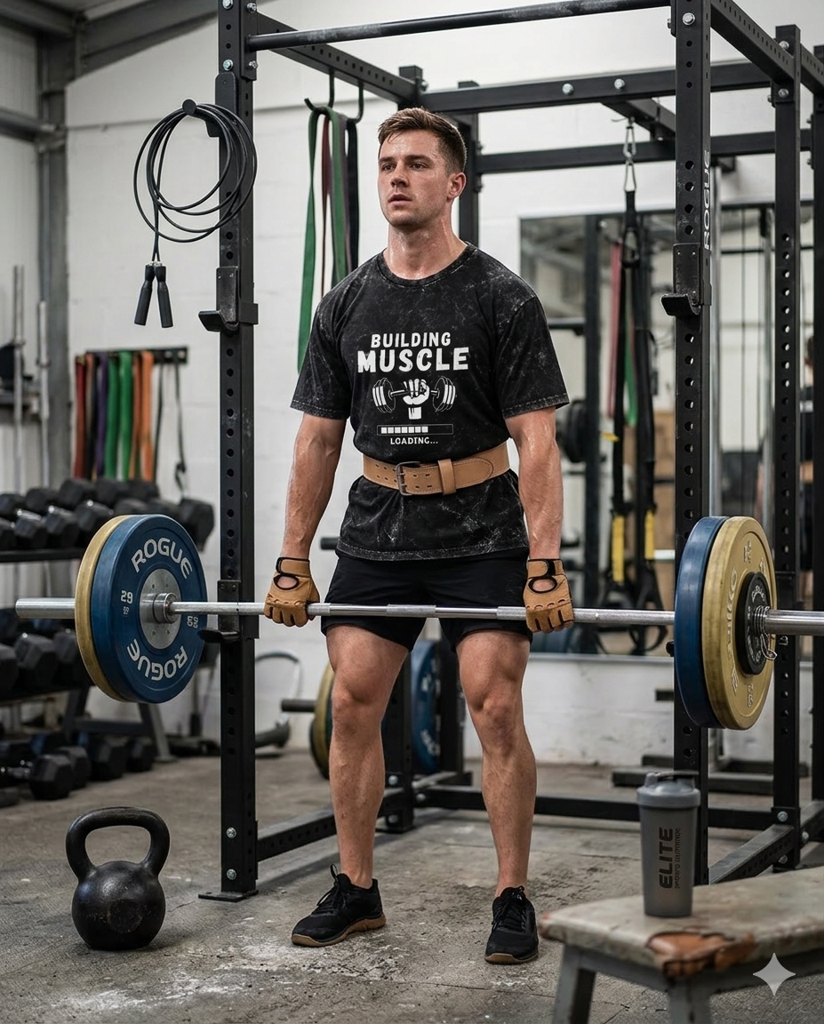 Building Muscle Loading… Gym T-Shirt | Acid Wash Fitness Tee | Workout Motivation Shirt