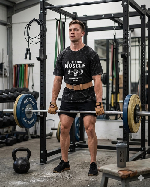 Building Muscle Loading… Gym T-Shirt | Acid Wash Fitness Tee | Workout Motivation Shirt