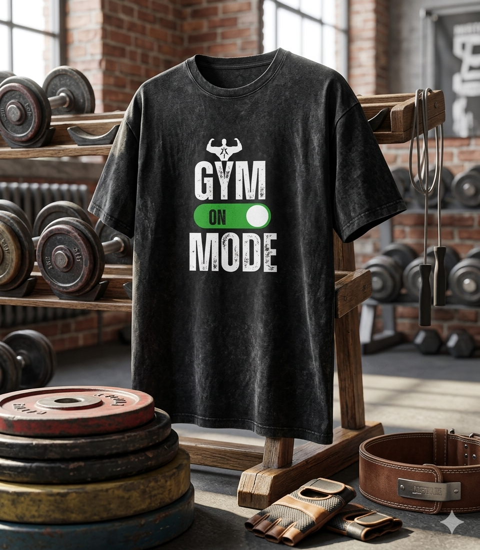 GYM MODE ON...Gym T-Shirt | Acid Wash Fitness Tee | Workout Motivation Shirt