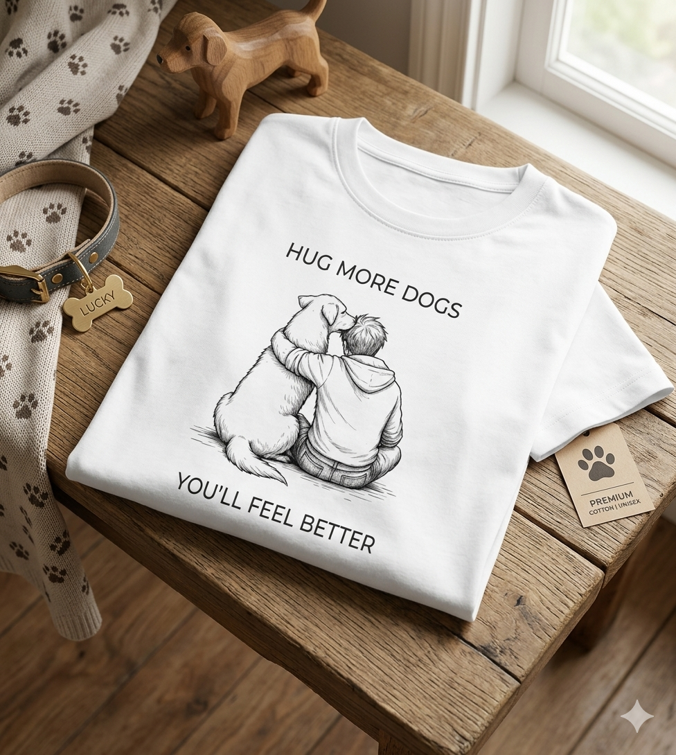 Hug More Dogs You Feel Better – Minimalist Dog Lover T-Shirt | Premium Cotton Tee