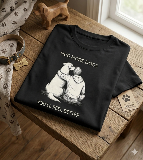 Hug More Dogs You Feel Better – Minimalist Dog Lover T-Shirt | Premium Cotton Tee