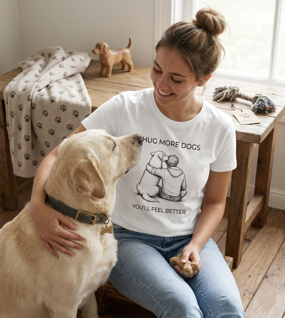 Hug More Dogs You Feel Better – Minimalist Dog Lover T-Shirt | Premium Cotton Tee